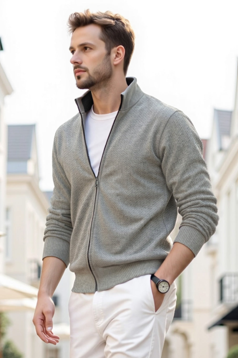 Men's Sweater Coat - Grey