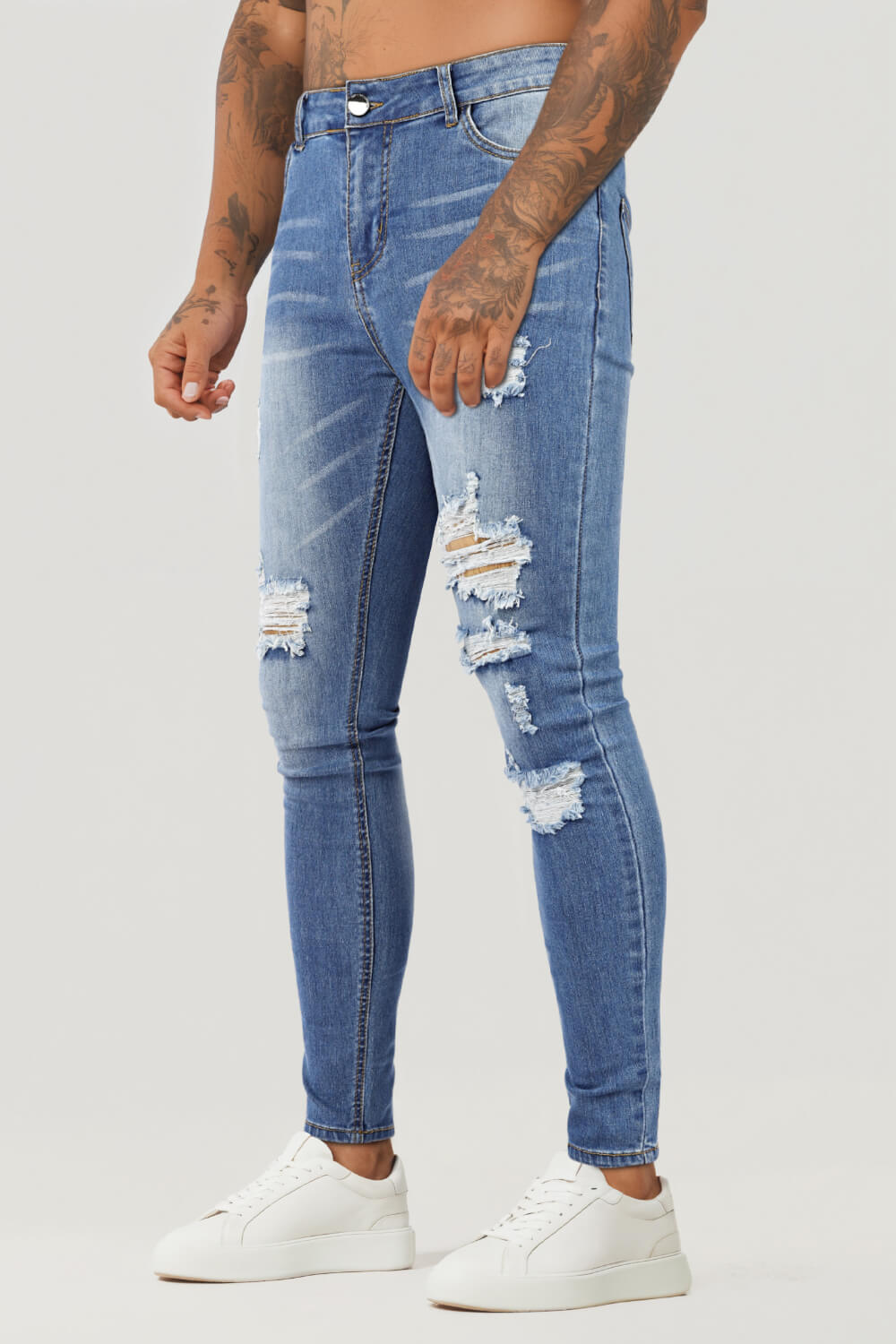Men Washed Blue Jean - Ripped