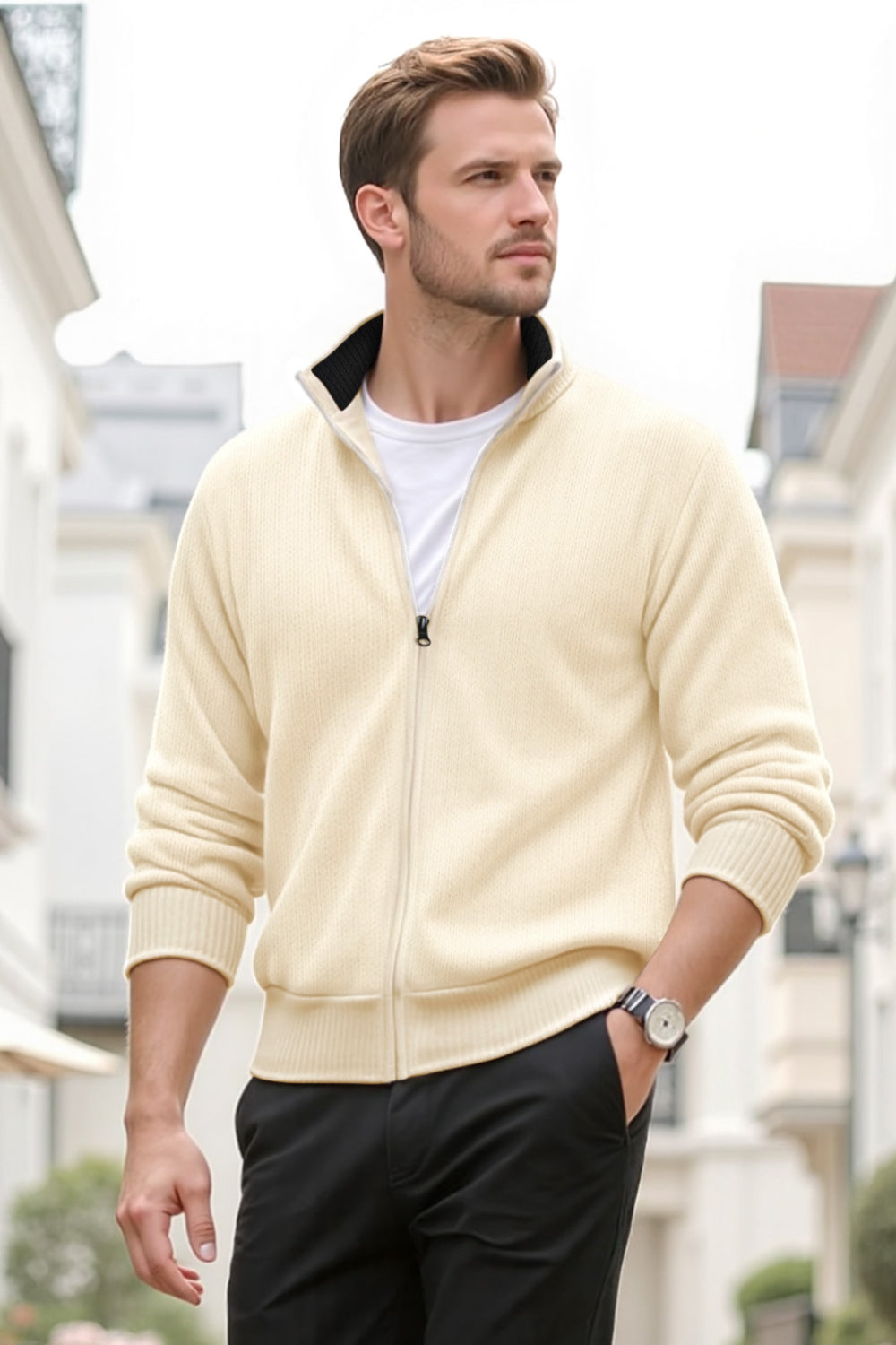 Men's Sweater Coat - Apricot