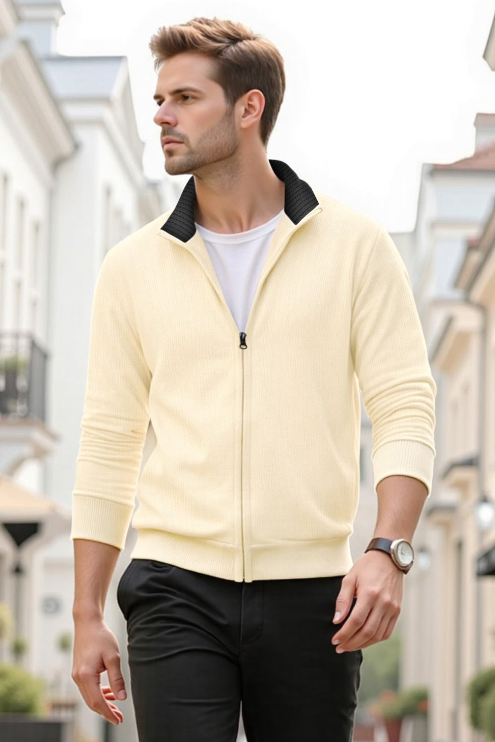 Men's Sweater Coat - Apricot