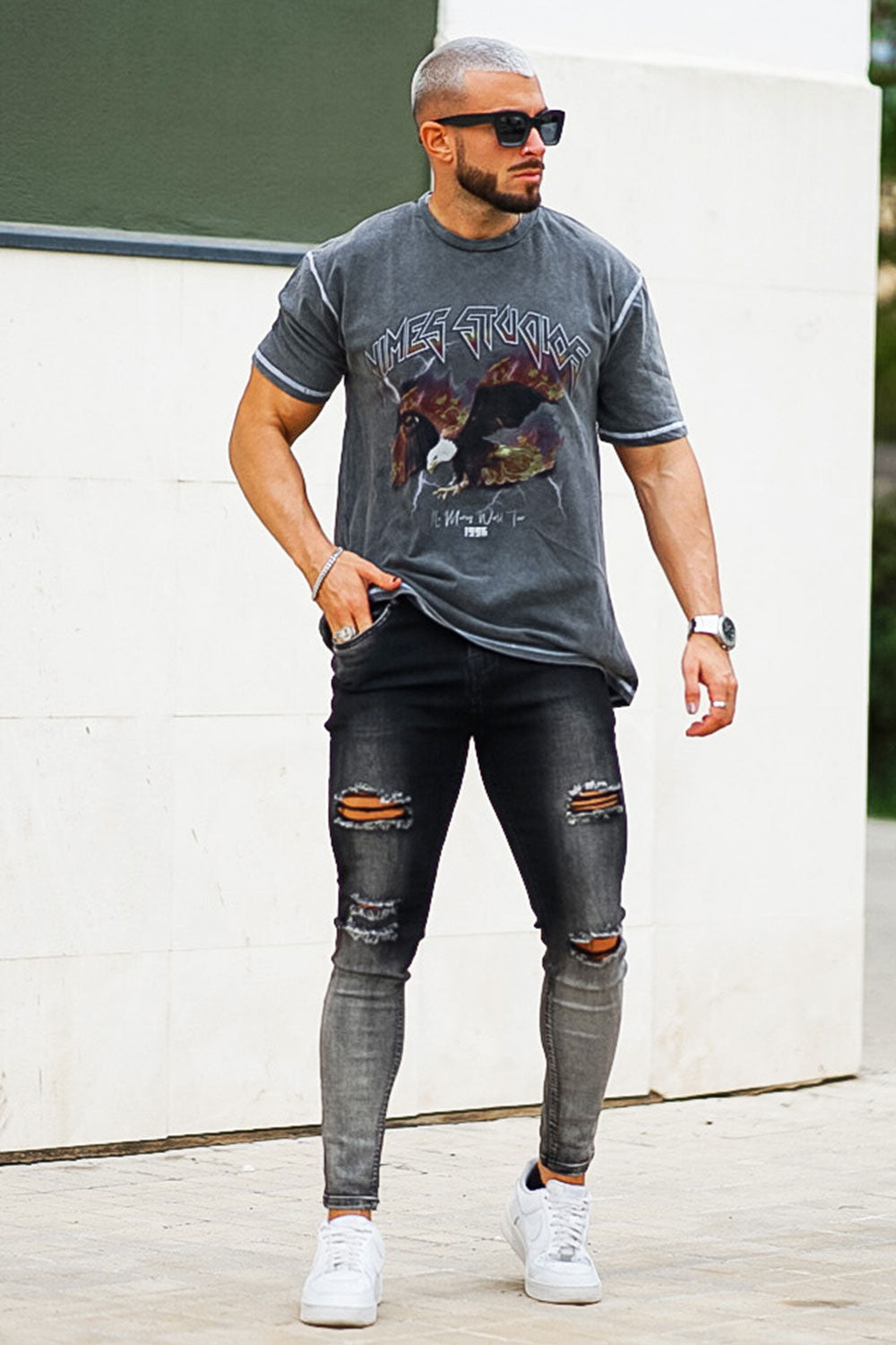 Men's Vintage Skinny Jean - Black And Grey