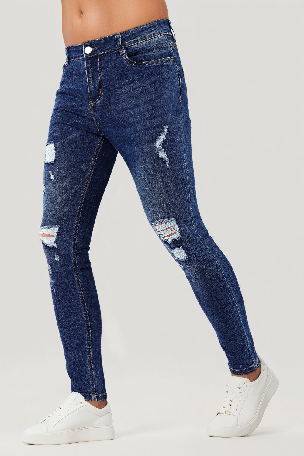 Mens Ripped Skinny Jean - Blue