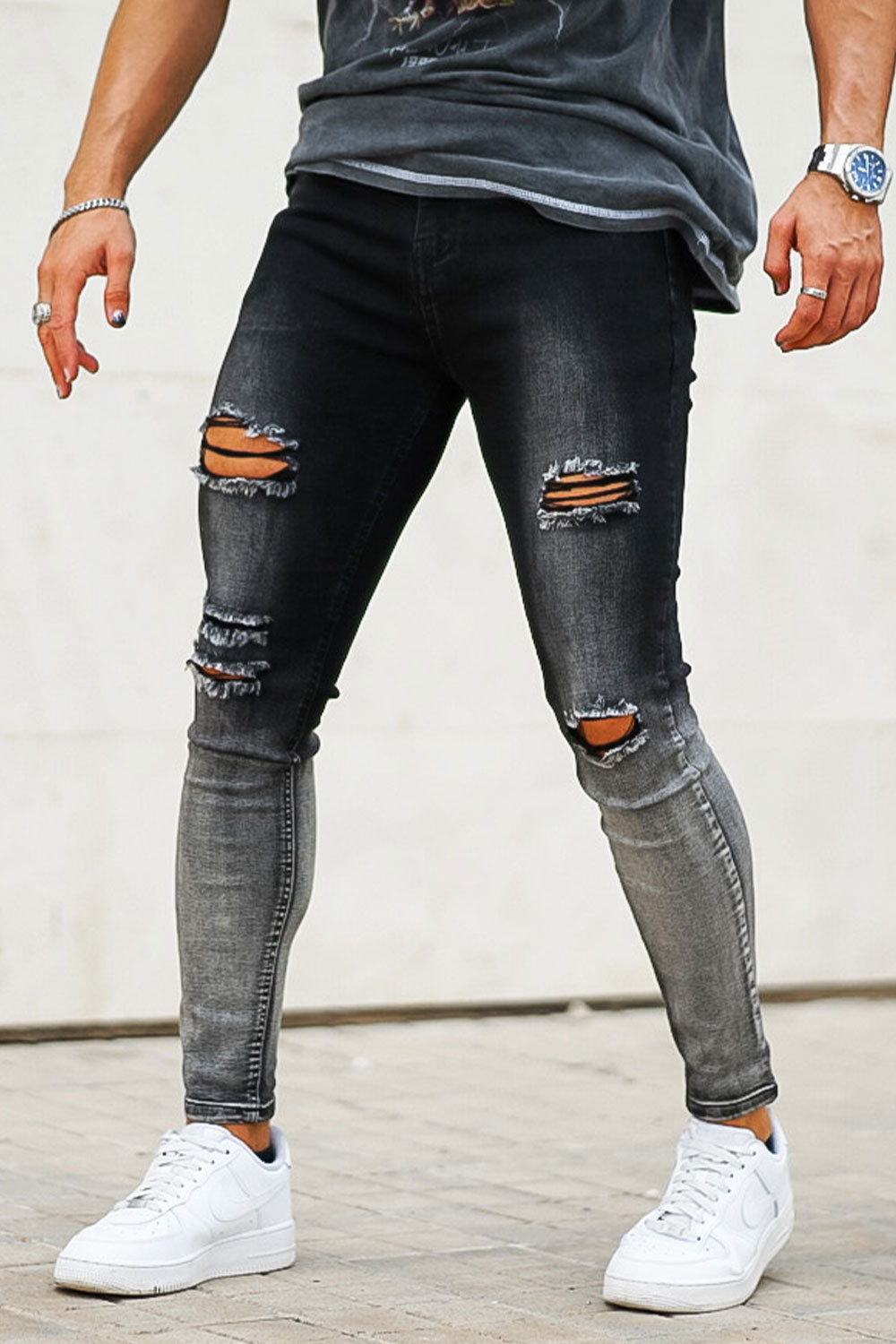 Men's Vintage Skinny Jean - Black And Grey