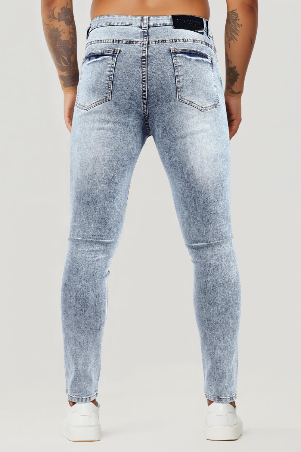 Mens Skinny Denim Blue Jeans - Ripped