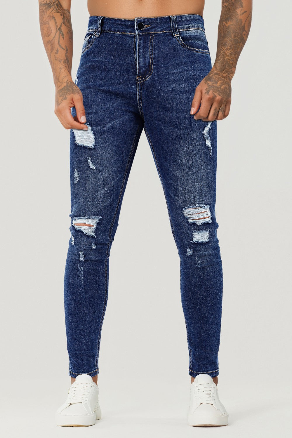 Mens Ripped Skinny Jean - Blue