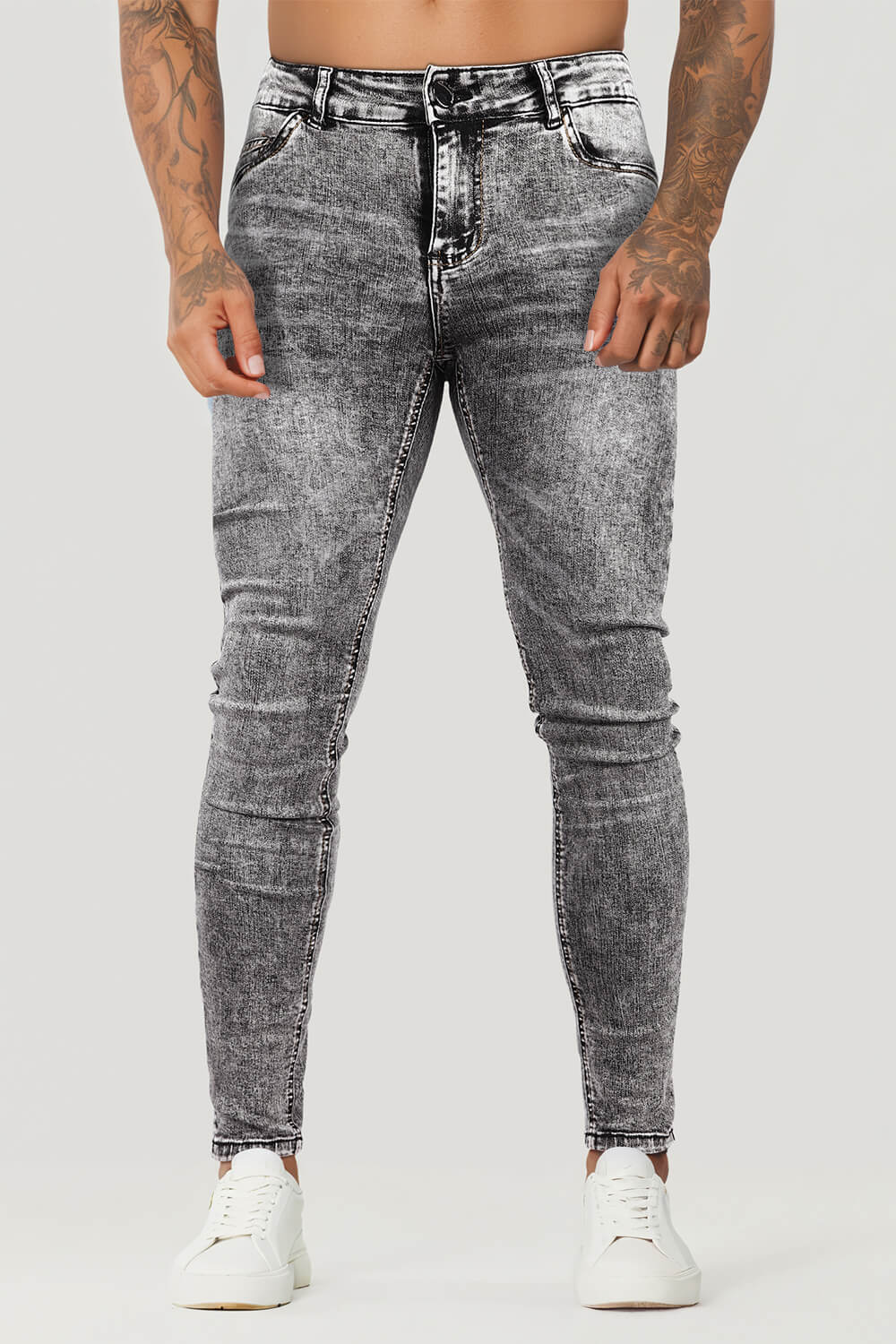 Men Gray Skinny Jeans - Washed