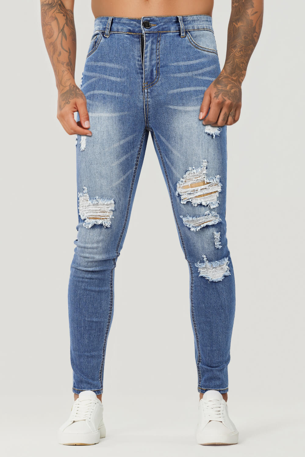 Men Washed Blue Jean - Ripped