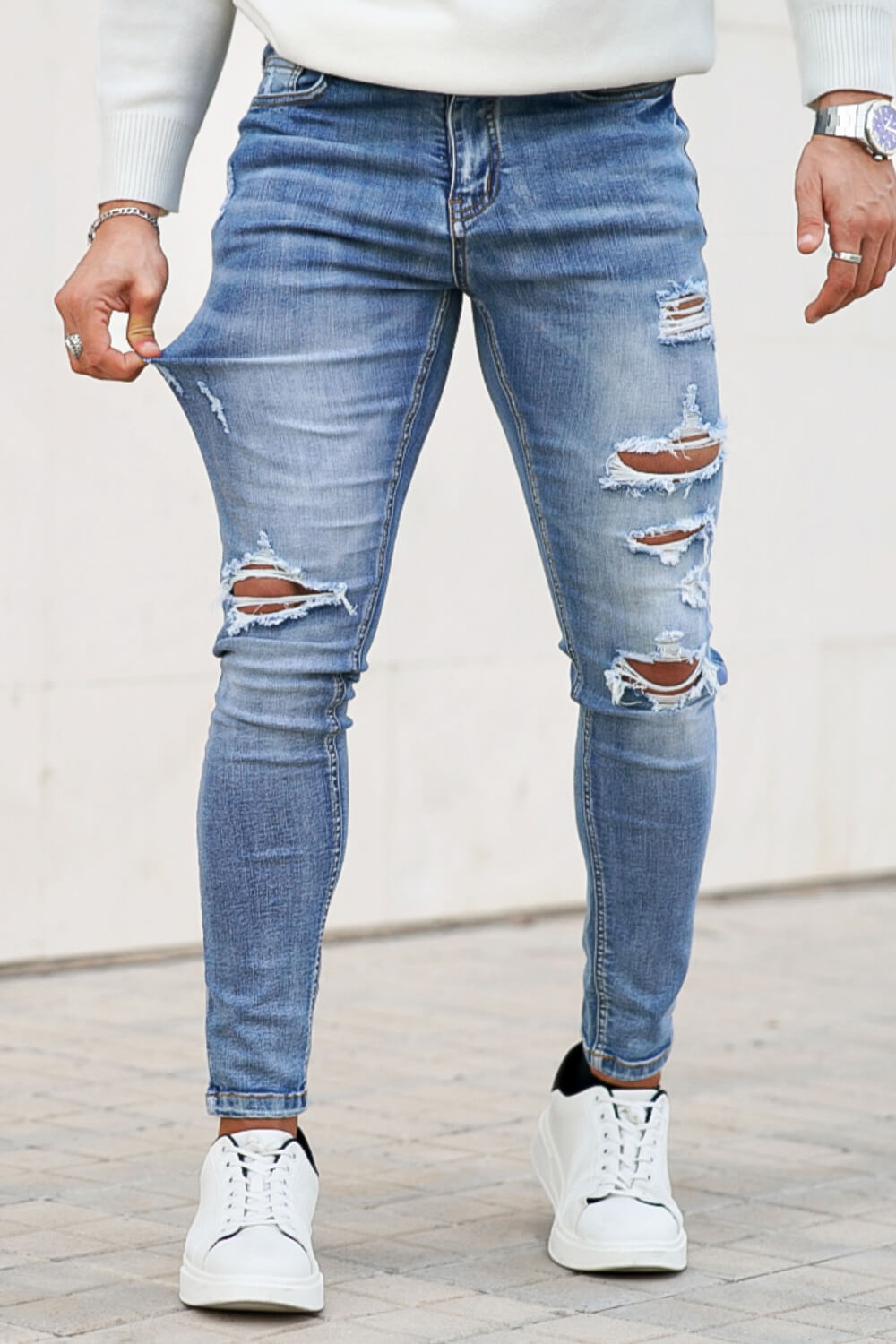 Men Washed Blue Jean - Ripped