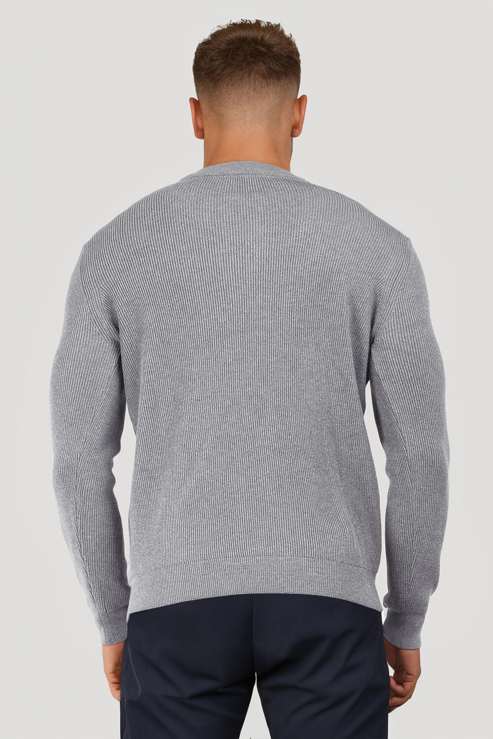 Men Round Neck Sweater - Grey