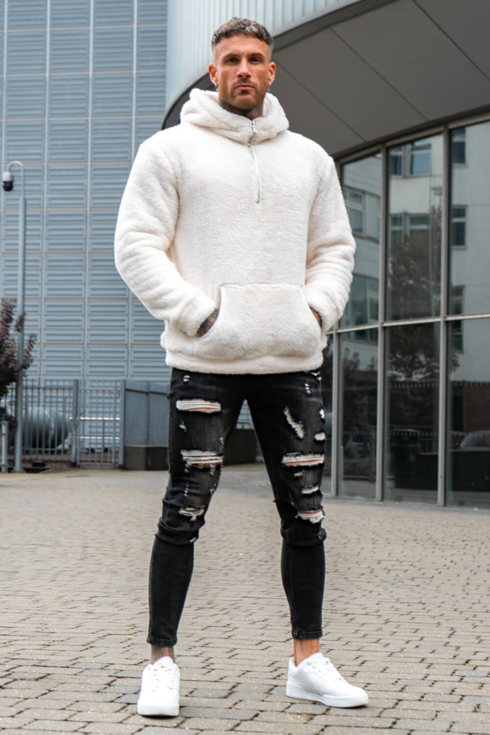 Men Super Stretch Skinny Jean - Ripped & Black