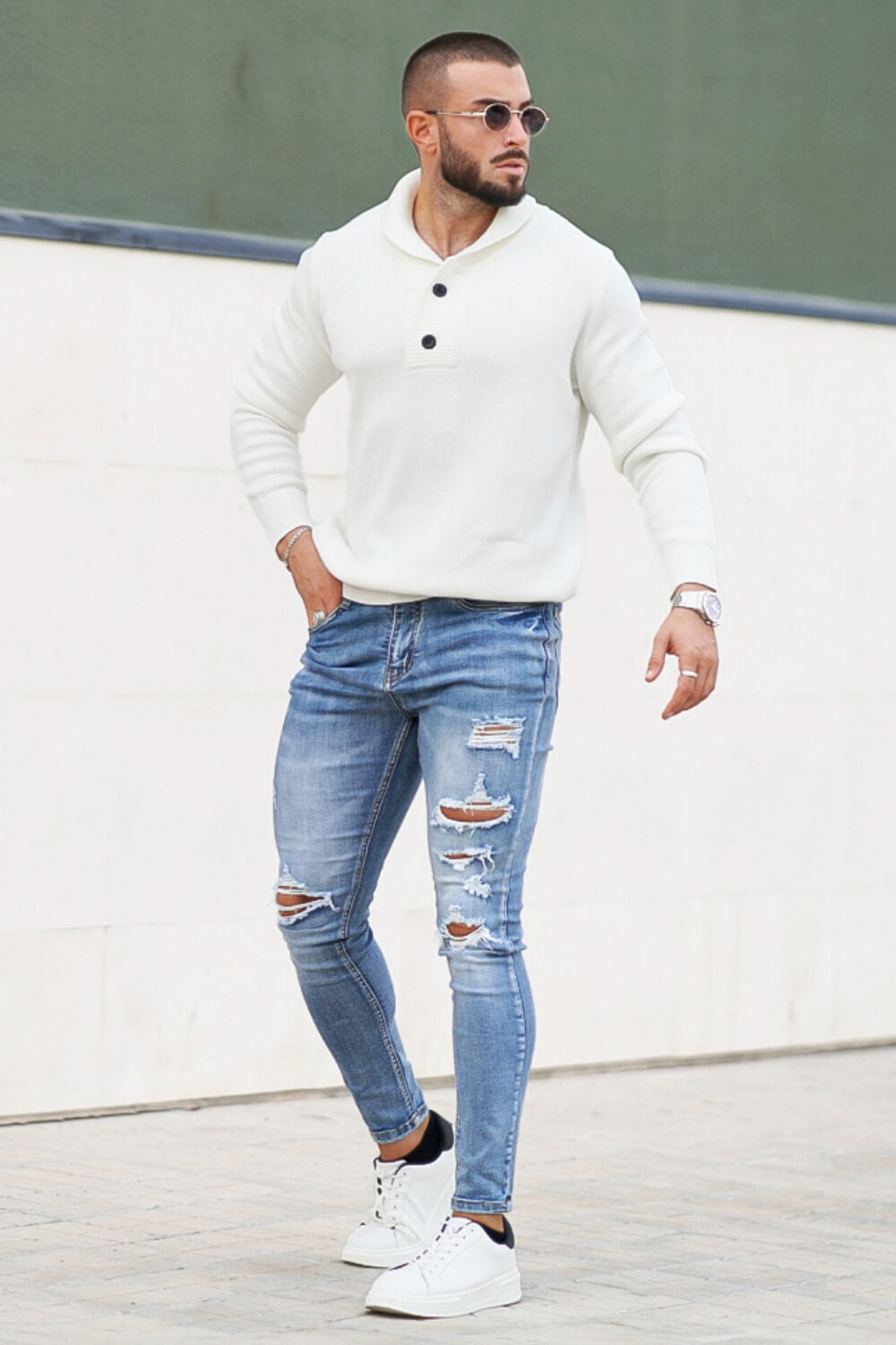 Men Washed Blue Jean - Ripped