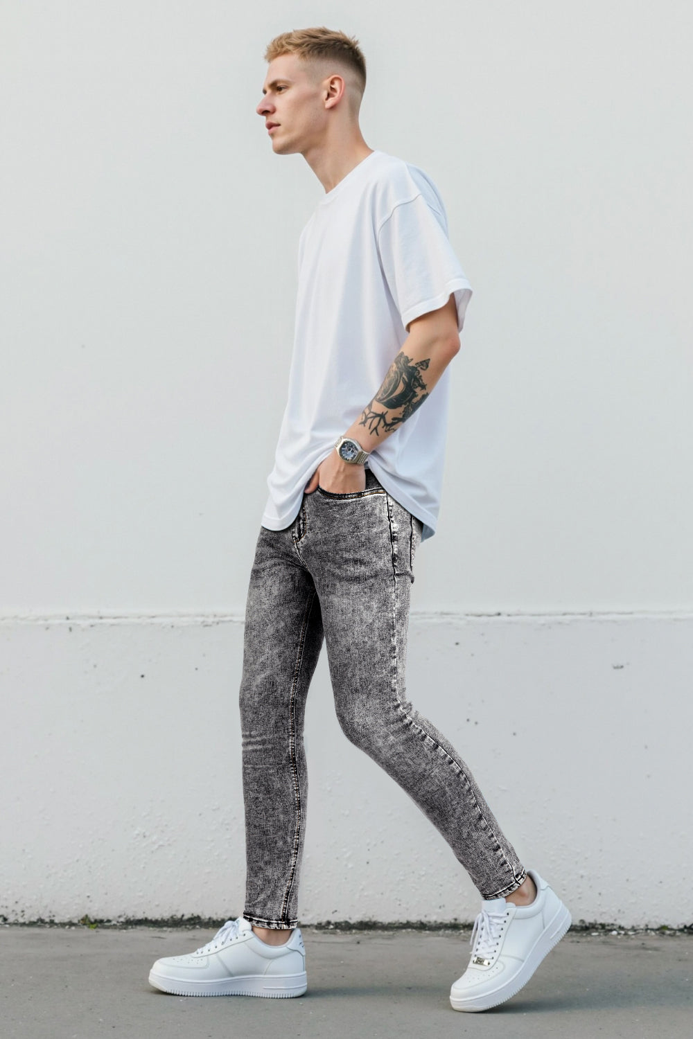 Men Gray Skinny Jeans - Washed
