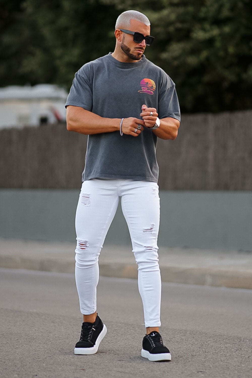 Men's Ripped Skinny Jean - White