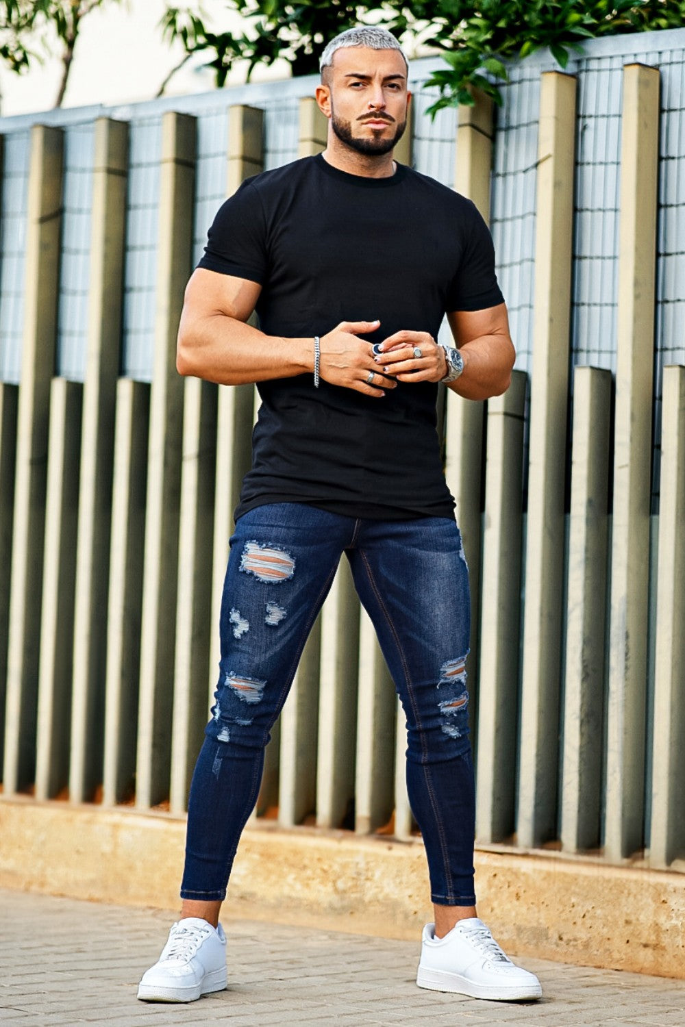 Mens Ripped Skinny Jean - Blue