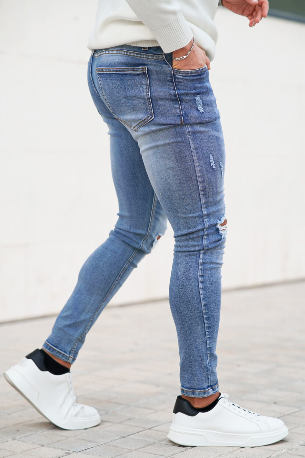 Men Washed Blue Jean - Ripped