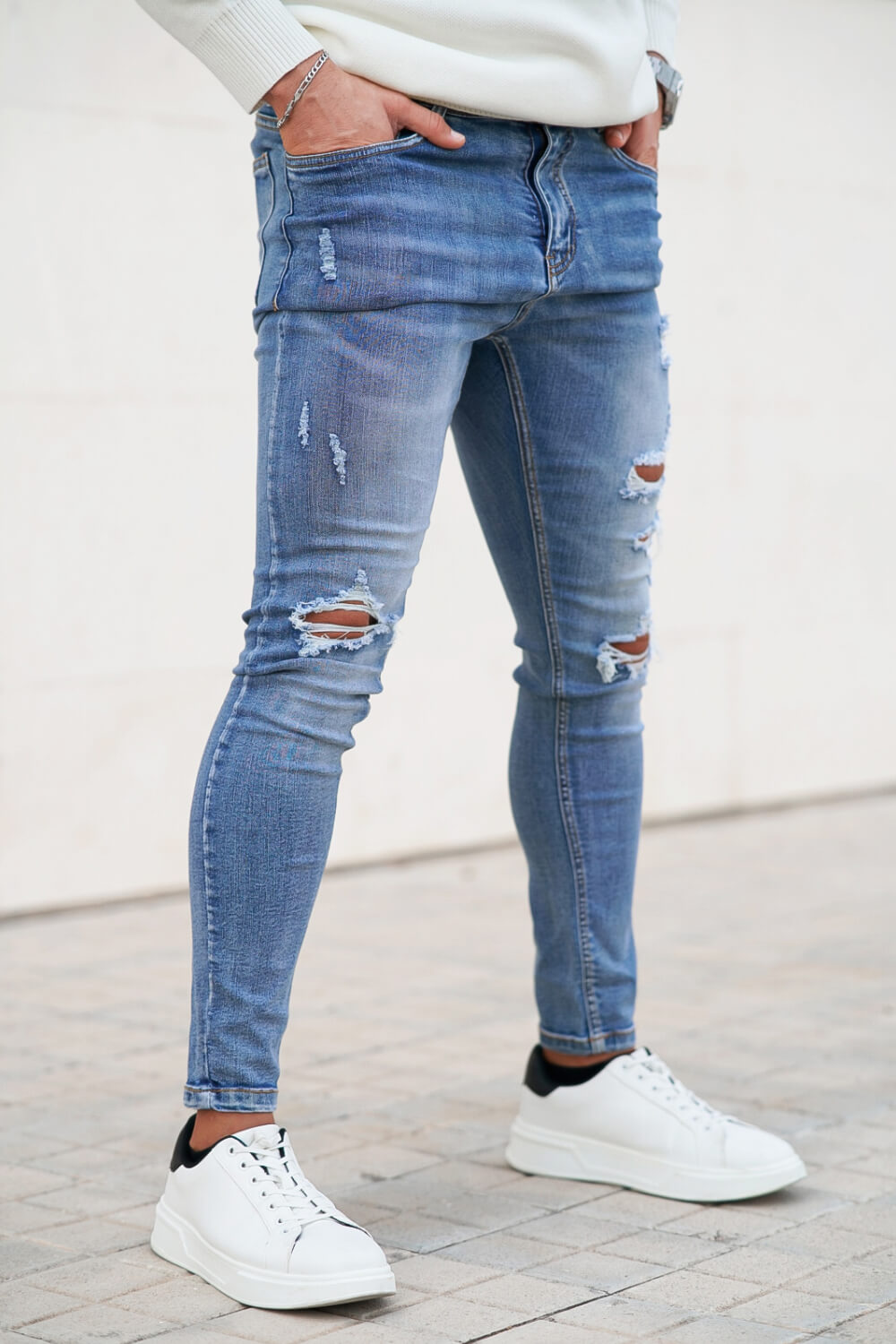 Men Washed Blue Jean - Ripped