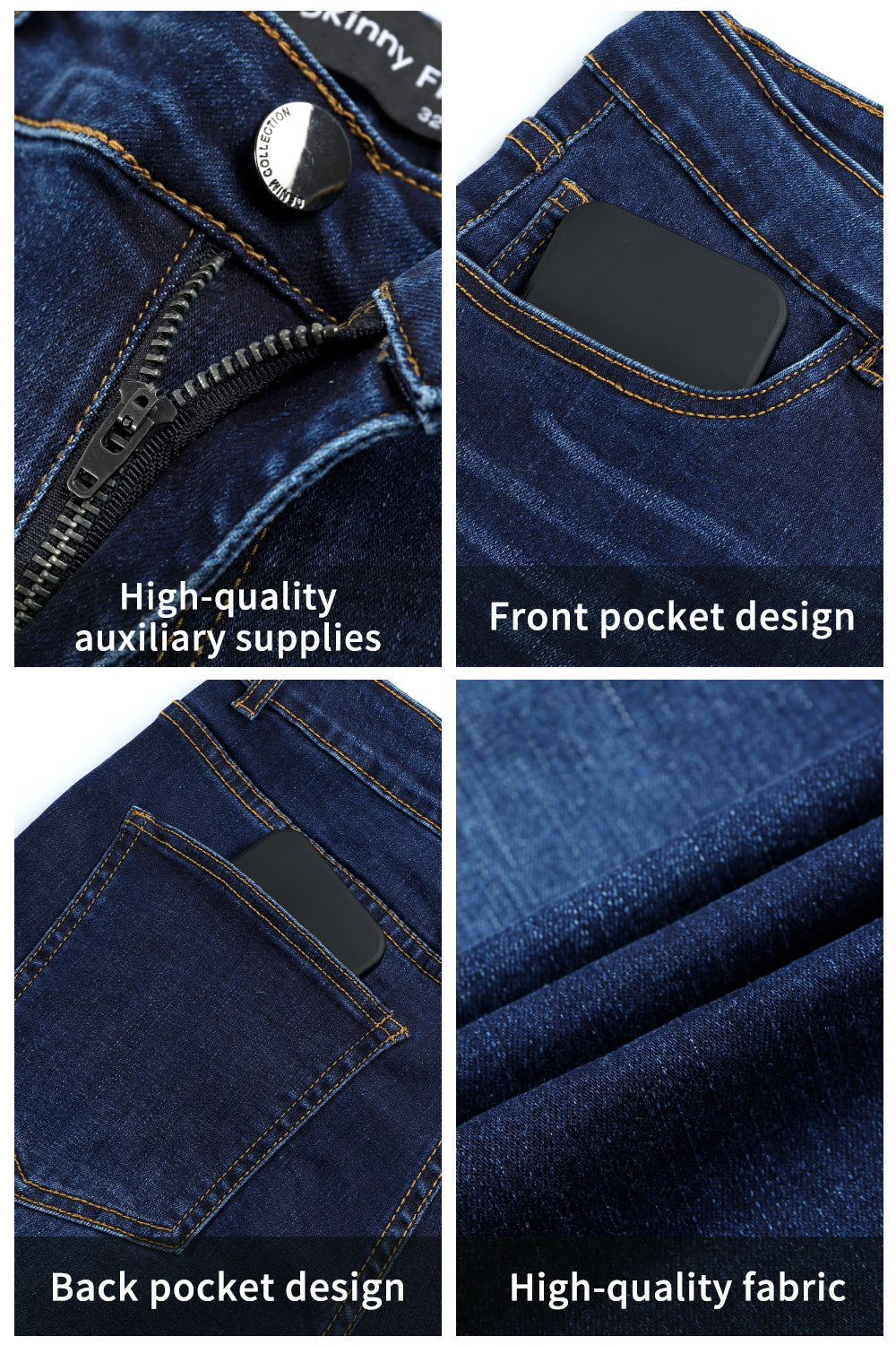 Men's Stretch Casual Skinny Jean - Dark Blue