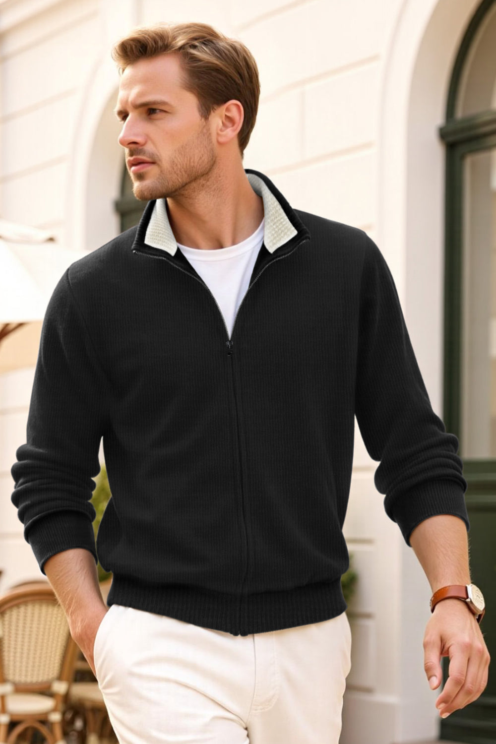 Men's Sweater Coat - Black