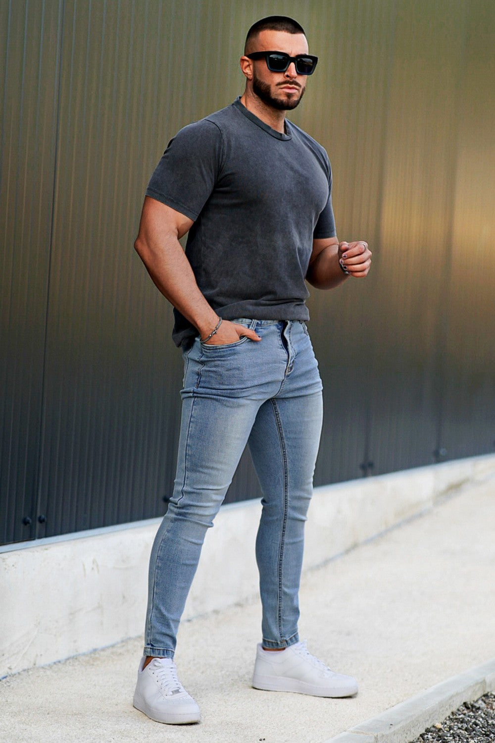 Men's Light Wash Skinny Jean - Blue