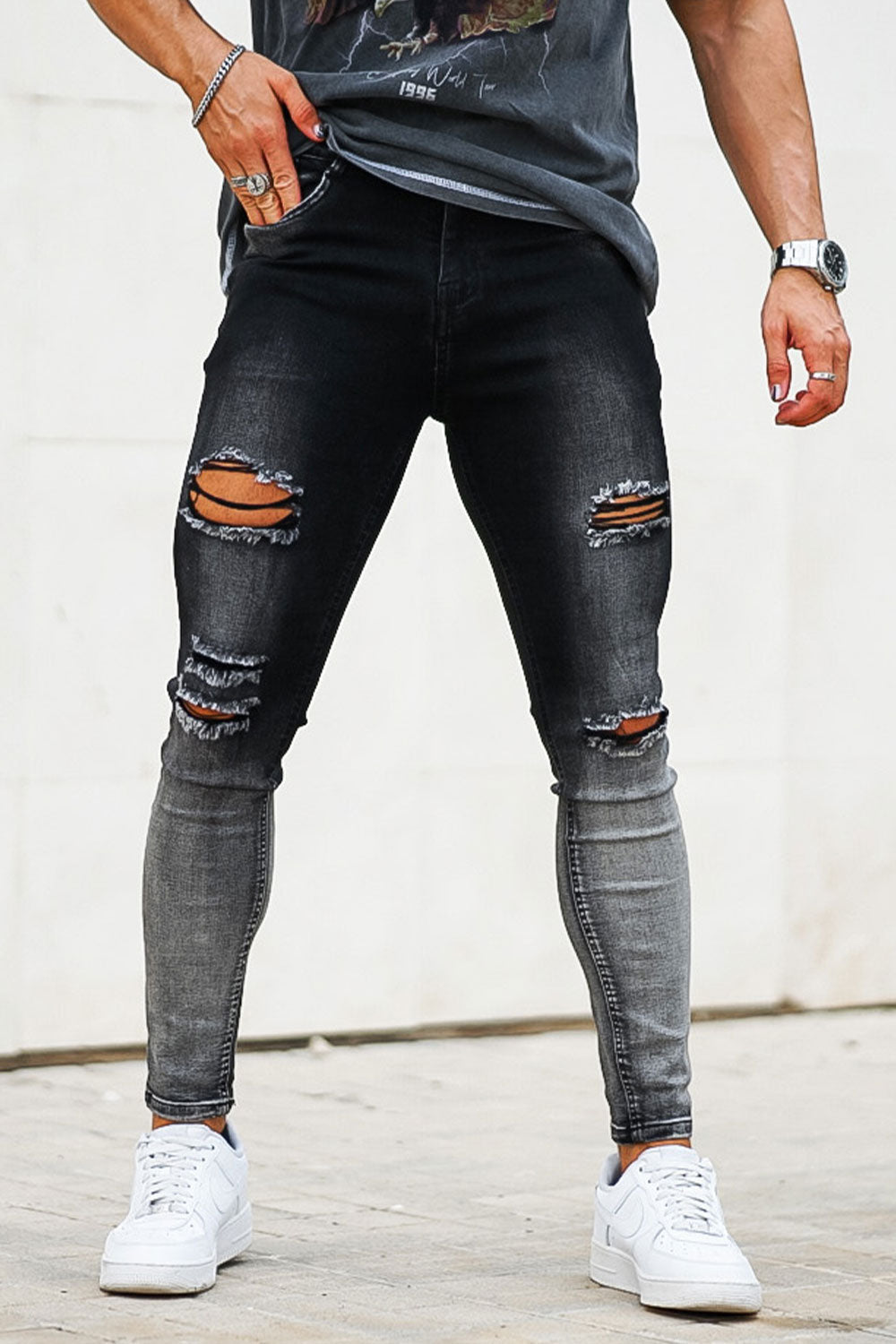 Men's Vintage Skinny Jean - Black And Grey