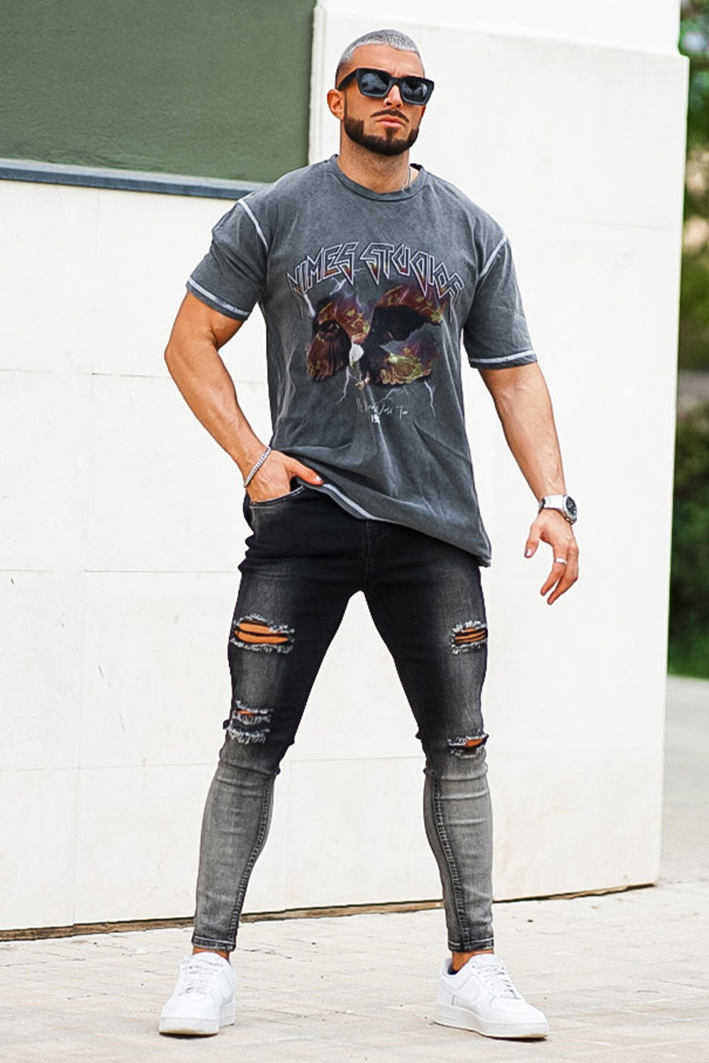 Men's Vintage Skinny Jean - Black And Grey